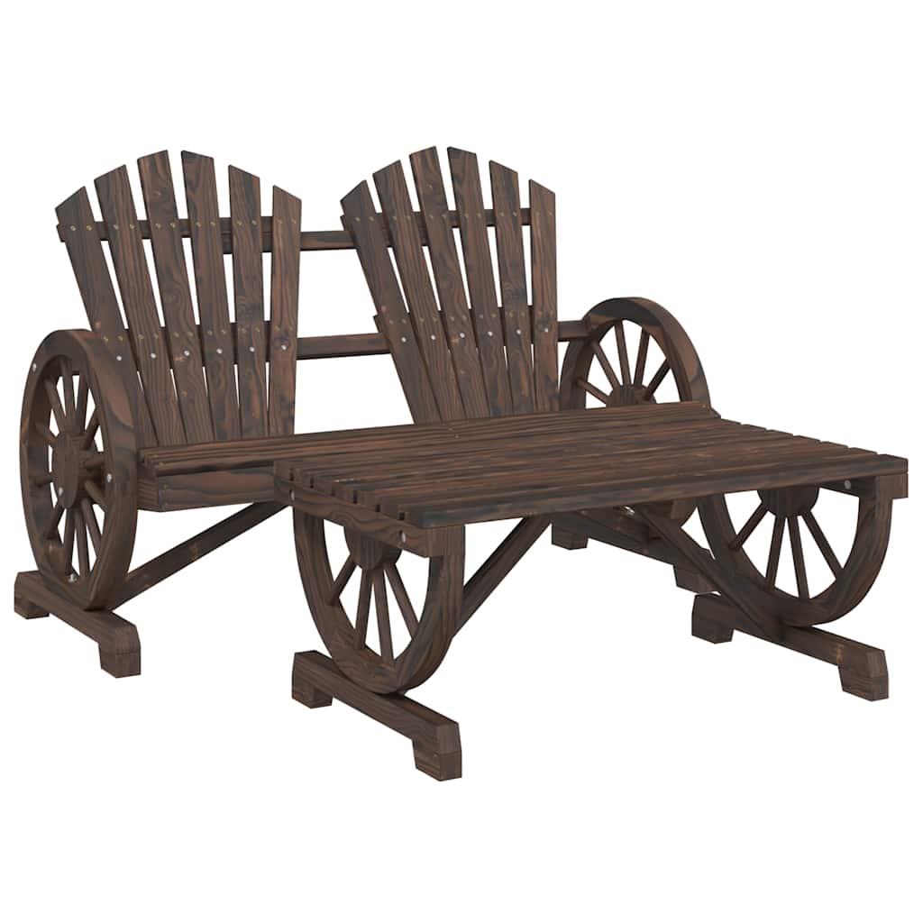 Garden Adirondack Chairs Solid Wood Fir Dark brown Chair and table 2