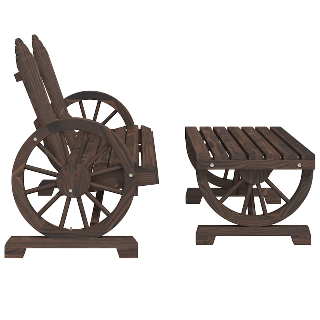 Garden Adirondack Chairs Solid Wood Fir Dark brown Chair and table 2