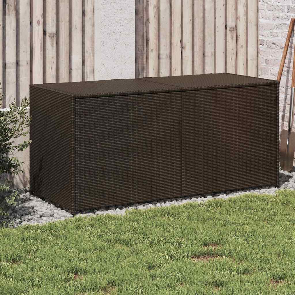 Garden Storage Box Poly Rattan Brown 120 x 50 x 56 cm