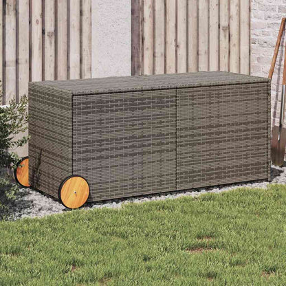 Garden Storage Box Poly Rattan Grey 127 x 55 x 56/59.5 cm