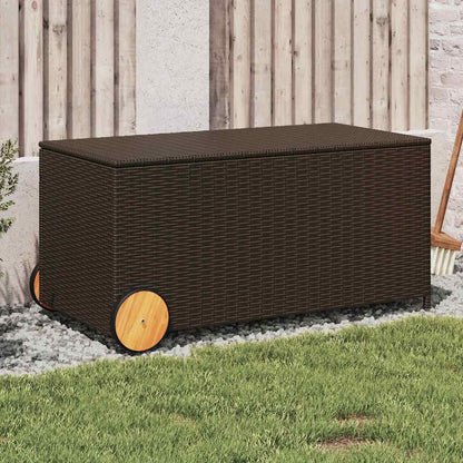 Garden Storage Box Poly Rattan Brown 107 x 55 x 50/53 cm