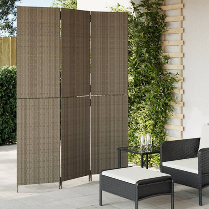 Room Divider 4 Panels Poly Rattan Full Weaving Length 200 cm Grey 147 cm