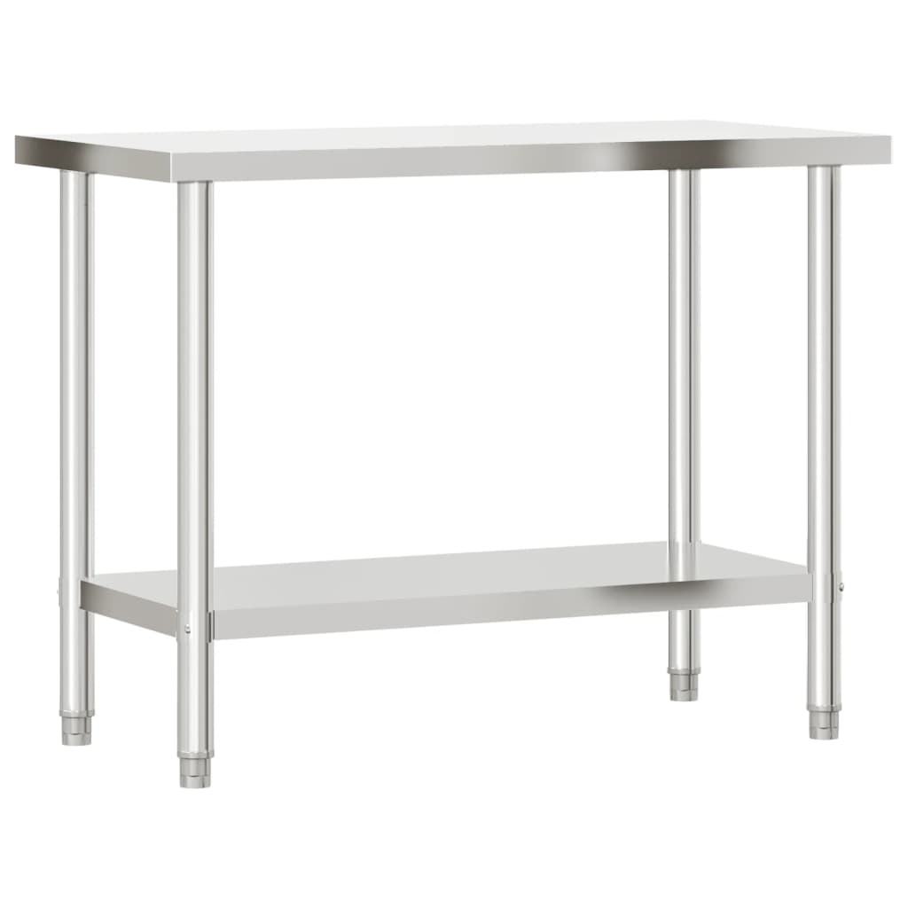 vidaXL Kitchen Work Table with Overshelf 110x55x150 cm Stainless Steel 4