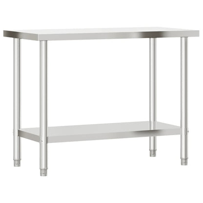 vidaXL Kitchen Work Table with Overshelf 110x55x150 cm Stainless Steel 4