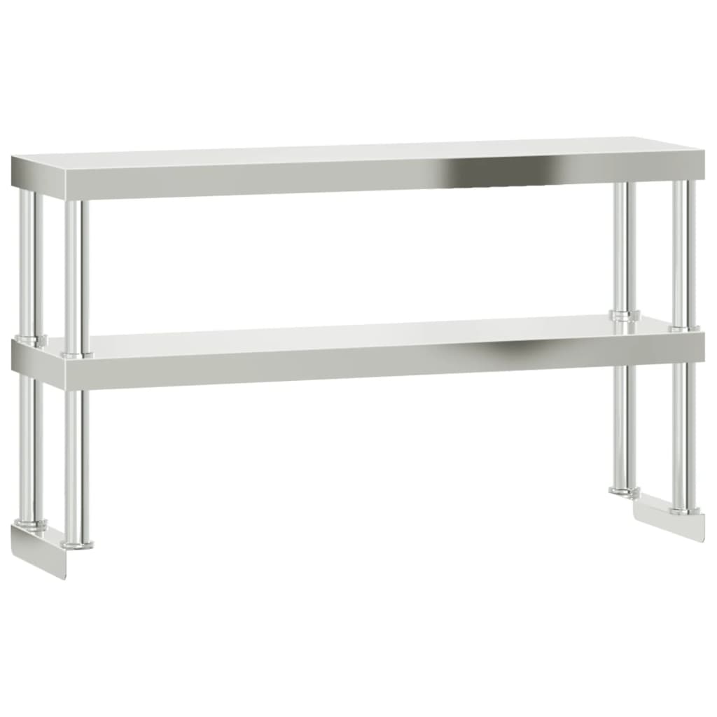 vidaXL Kitchen Work Table with Overshelf 110x55x150 cm Stainless Steel 5