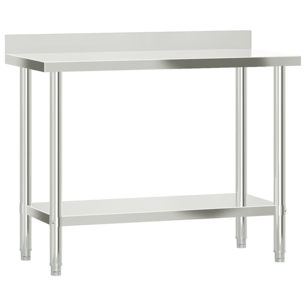vidaXL Kitchen Work Table with Overshelf 110x55x150 cm Stainless Steel 4