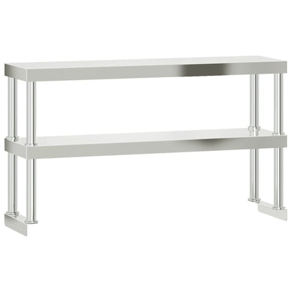 vidaXL Kitchen Work Table with Overshelf 110x55x150 cm Stainless Steel 5