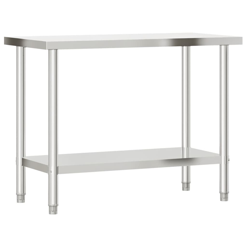 vidaXL Kitchen Work Table with Overshelf 110x55x150 cm Stainless Steel 4