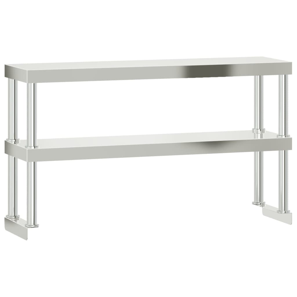 vidaXL Kitchen Work Table with Overshelf 110x55x150 cm Stainless Steel 5