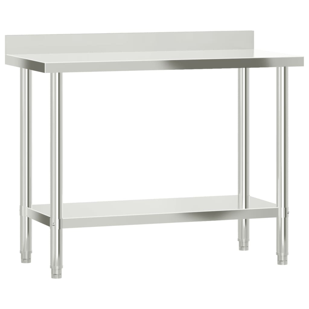 vidaXL Kitchen Work Table with Overshelf 110x55x150 cm Stainless Steel 4