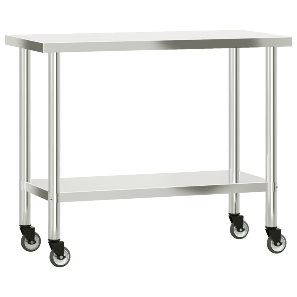vidaXL Kitchen Work Table with Overshelf 110x55x150 cm Stainless Steel 4