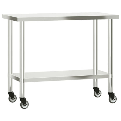 vidaXL Kitchen Work Table with Overshelf 110x55x150 cm Stainless Steel 4