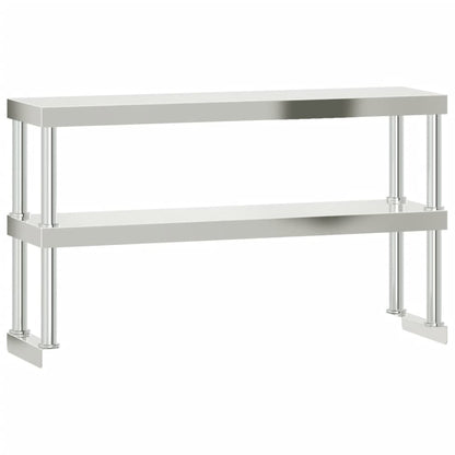 vidaXL Kitchen Work Table with Overshelf 110x55x150 cm Stainless Steel 5