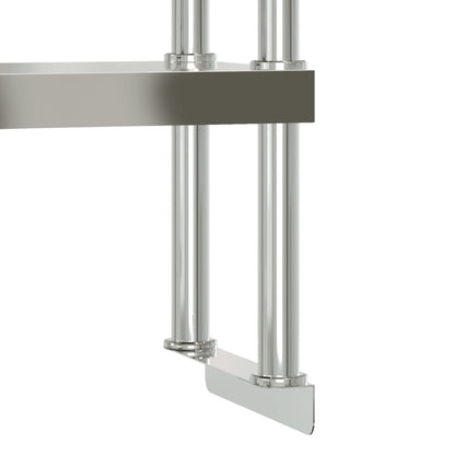 vidaXL Kitchen Work Table with Overshelf 110x55x150 cm Stainless Steel 6