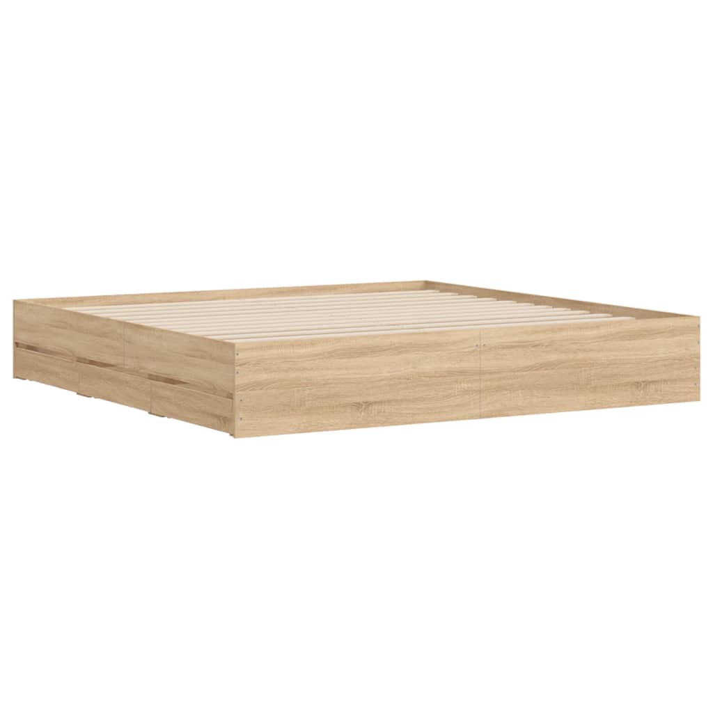 vidaXL Bed Frame with Drawers without Mattress Sonoma Oak 200x200 cm 4