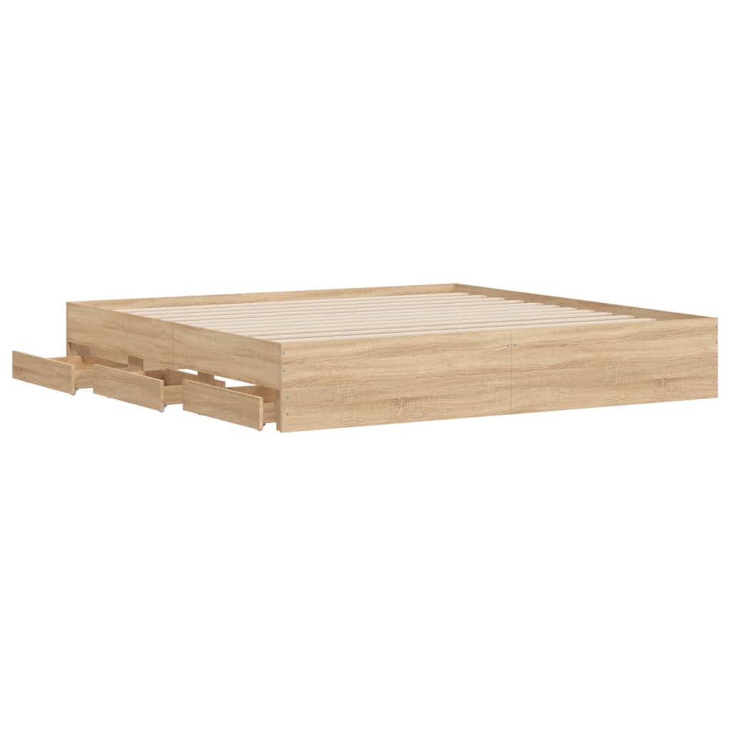 vidaXL Bed Frame with Drawers without Mattress Sonoma Oak 200x200 cm 5