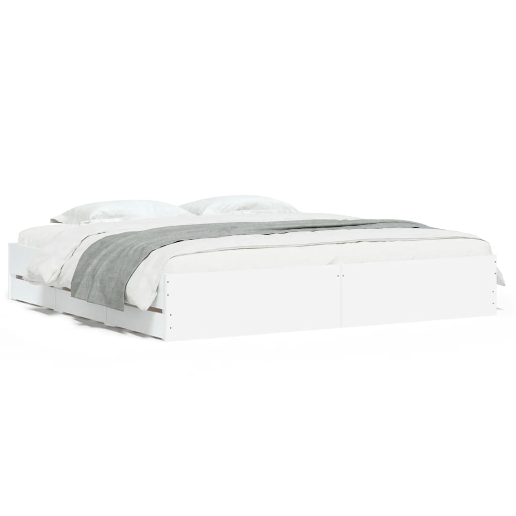 vidaXL Bed Frame with Drawers without Mattress White 180x200 cm Super King 2