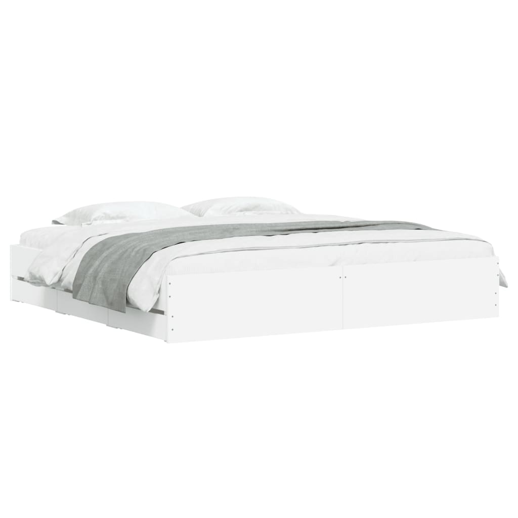 vidaXL Bed Frame with Drawers without Mattress White 180x200 cm Super King 3