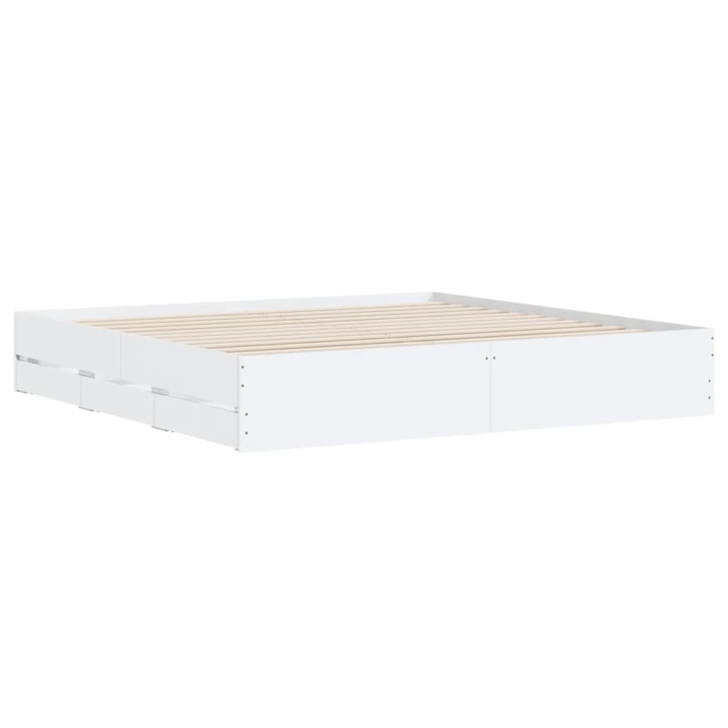 vidaXL Bed Frame with Drawers without Mattress White 180x200 cm Super King 4
