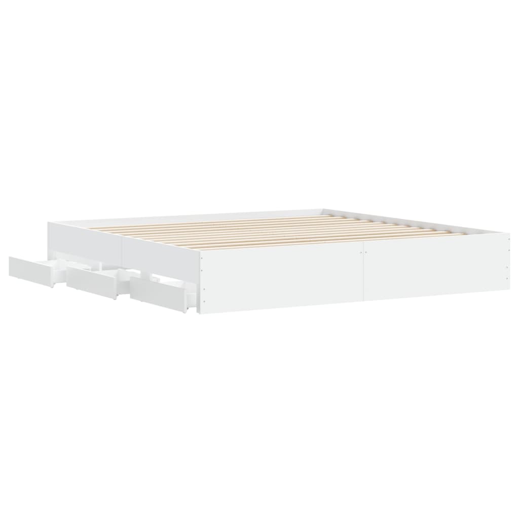 vidaXL Bed Frame with Drawers without Mattress White 180x200 cm Super King 5