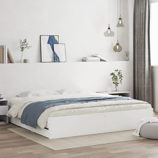 vidaXL Bed Frame with Drawers without Mattress White 180x200 cm Super King 1