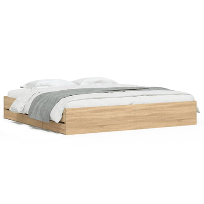 vidaXL Bed Frame with Drawers without Mattress Sonoma Oak 180x200 cm Super King 2