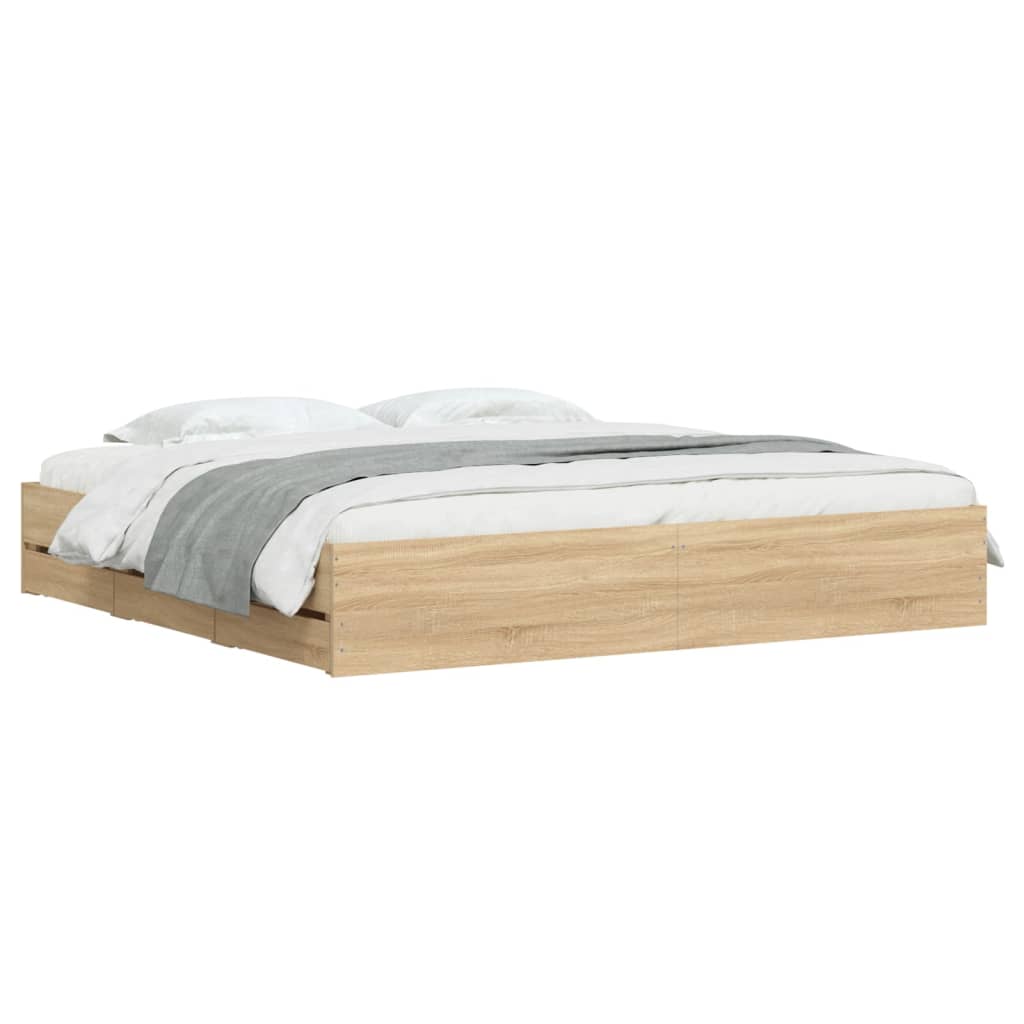 vidaXL Bed Frame with Drawers without Mattress Sonoma Oak 180x200 cm Super King 3