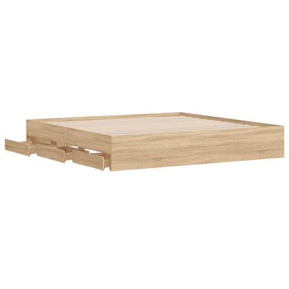 vidaXL Bed Frame with Drawers without Mattress Sonoma Oak 180x200 cm Super King 5