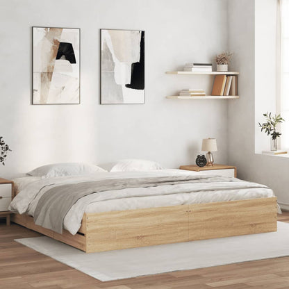 vidaXL Bed Frame with Drawers without Mattress Sonoma Oak 180x200 cm Super King 1