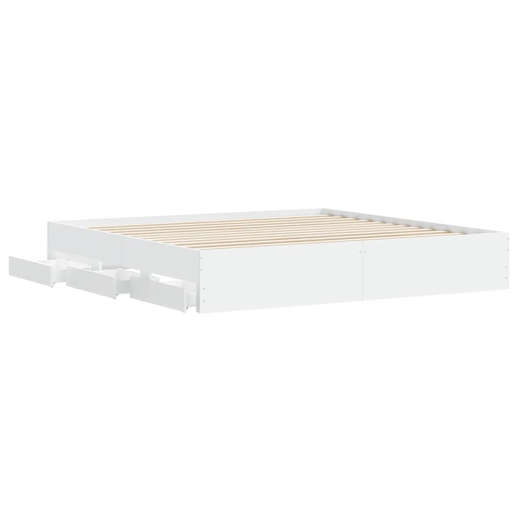 vidaXL Bed Frame with Drawers without Mattress White 160x200 cm 5