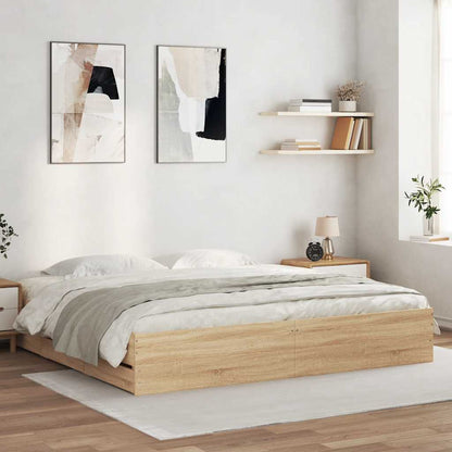vidaXL Bed Frame with Drawers without Mattress Sonoma Oak 160x200 cm 1
