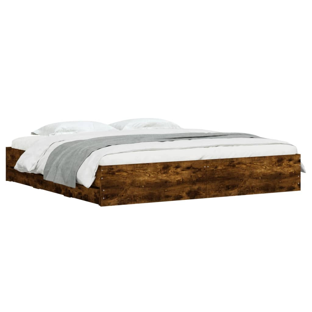 vidaXL Bed Frame with Drawers without Mattress Smoked Oak 160x200 cm 3