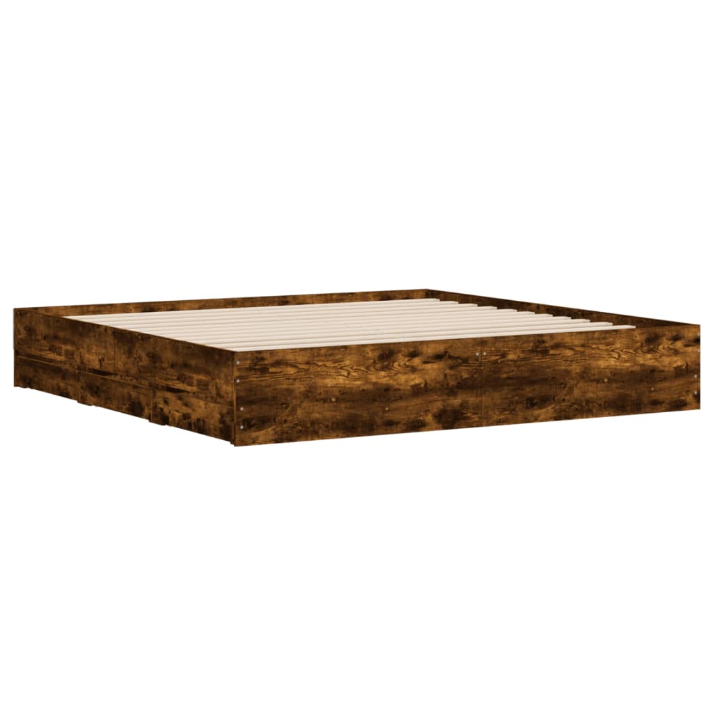 vidaXL Bed Frame with Drawers without Mattress Smoked Oak 160x200 cm 4