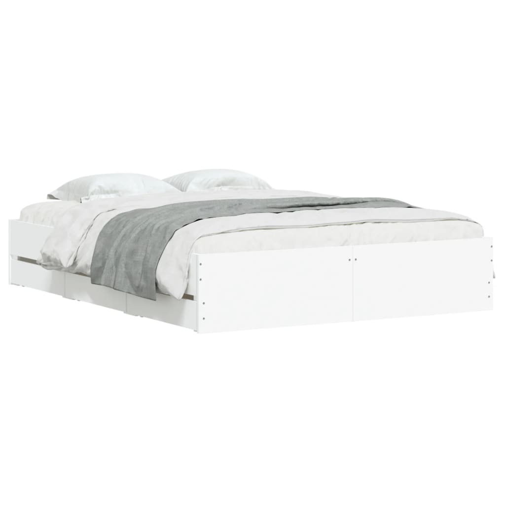 vidaXL Bed Frame with Drawers without Mattress White 150x200 cm King Size 3