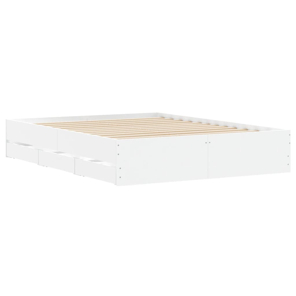 vidaXL Bed Frame with Drawers without Mattress White 150x200 cm King Size 4