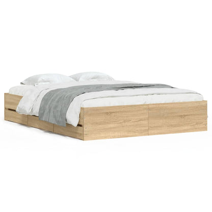 vidaXL Bed Frame with Drawers without Mattress Sonoma Oak 150x200 cm King Size 2