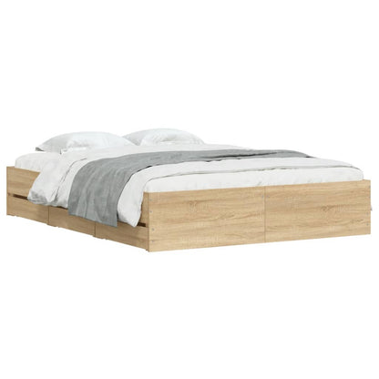 vidaXL Bed Frame with Drawers without Mattress Sonoma Oak 150x200 cm King Size 3