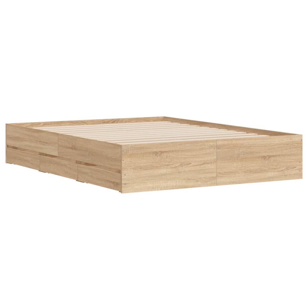 vidaXL Bed Frame with Drawers without Mattress Sonoma Oak 150x200 cm King Size 4