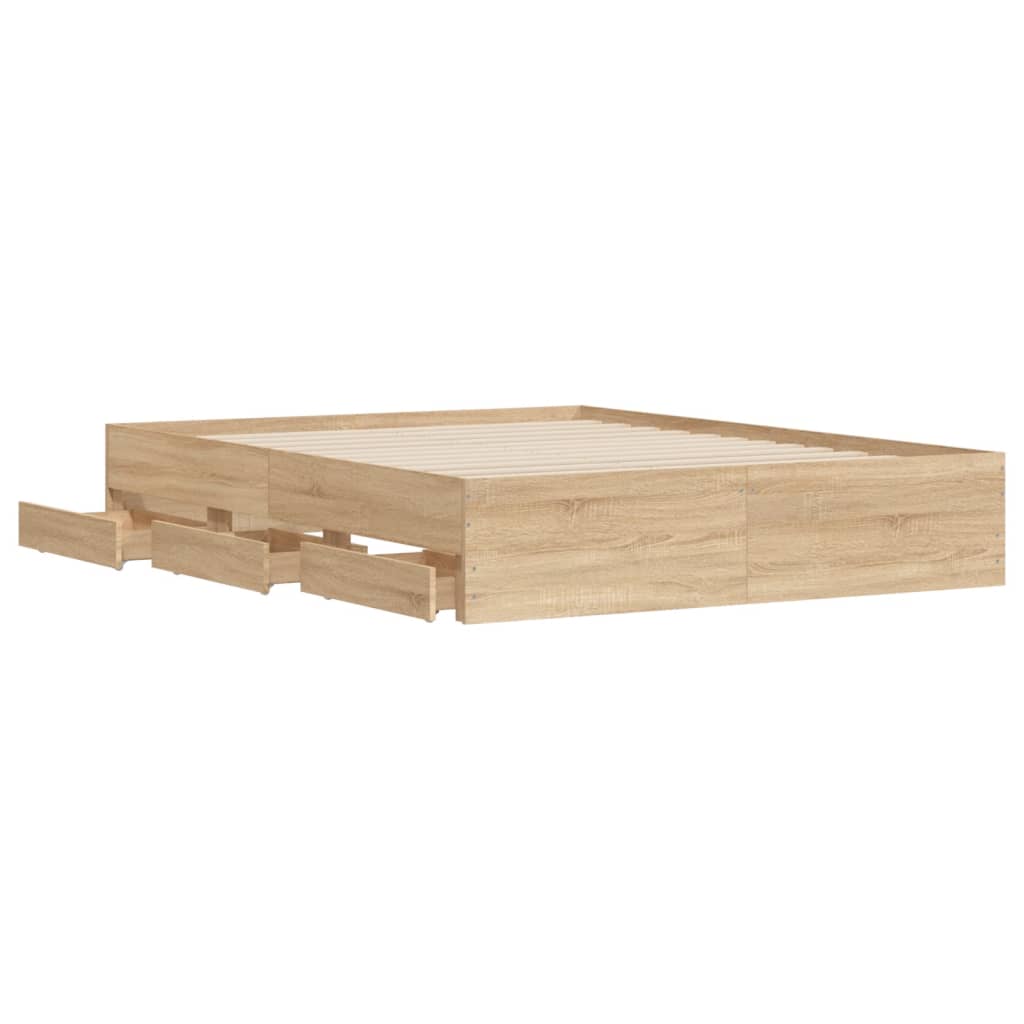 vidaXL Bed Frame with Drawers without Mattress Sonoma Oak 150x200 cm King Size 5
