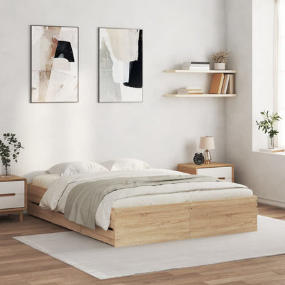 vidaXL Bed Frame with Drawers without Mattress Sonoma Oak 150x200 cm King Size 1