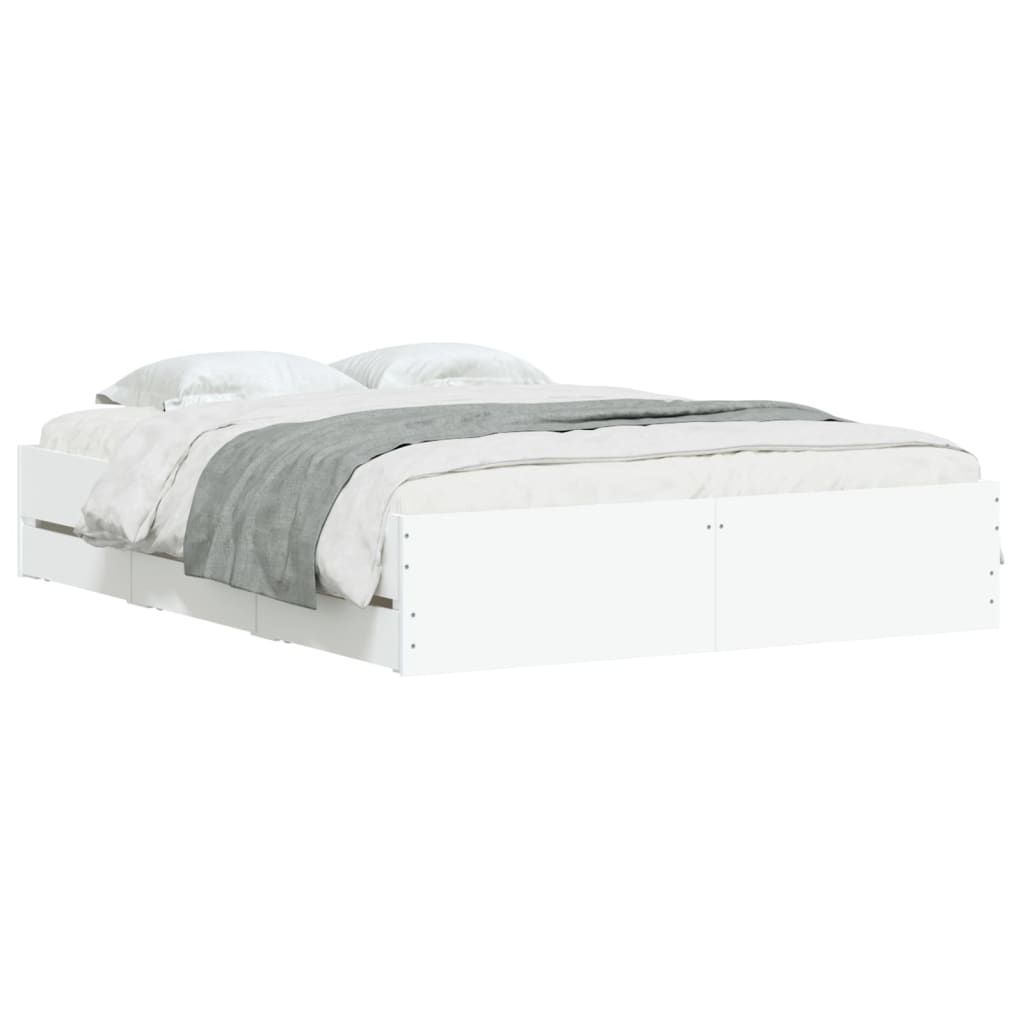 vidaXL Bed Frame with Drawers without Mattress White 140x200 cm 3
