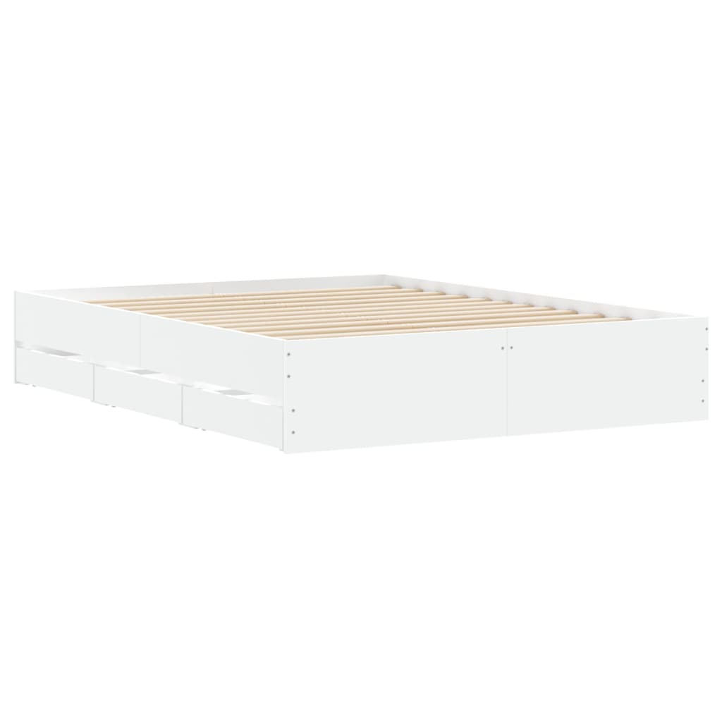 vidaXL Bed Frame with Drawers without Mattress White 140x200 cm 4