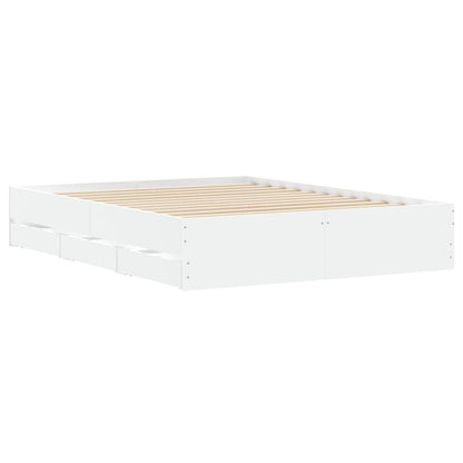 vidaXL Bed Frame with Drawers without Mattress White 140x200 cm 4