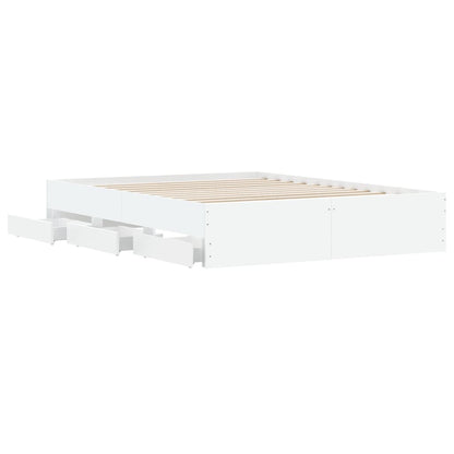 vidaXL Bed Frame with Drawers without Mattress White 140x200 cm 5