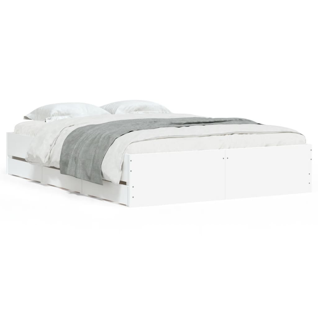 Bed Frame with Drawers without Mattress 120x200 cm Length 200 cm Width 120 cm White