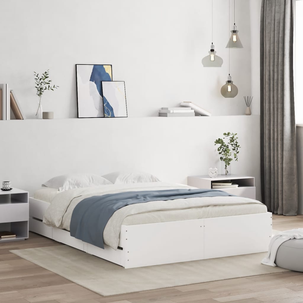 vidaXL Bed Frame with Drawers without Mattress White 120x200 cm 1