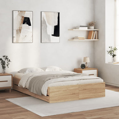 vidaXL Bed Frame with Drawers without Mattress Sonoma Oak 120x200 cm 1