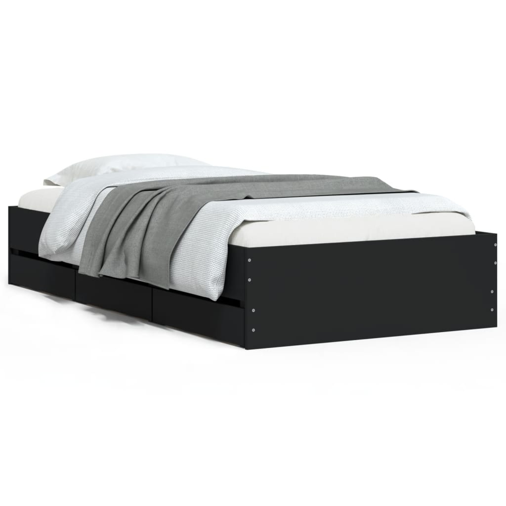 Bed Frame with Drawers without Mattress 100x200 cm Black
