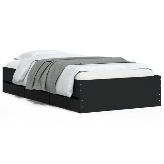 Bed Frame with Drawers without Mattress 100x200 cm Black