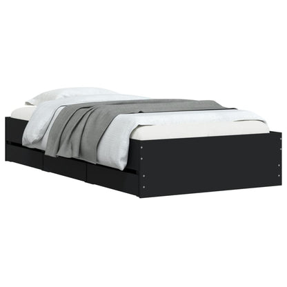 Bed Frame with Drawers without Mattress 100x200 cm Black